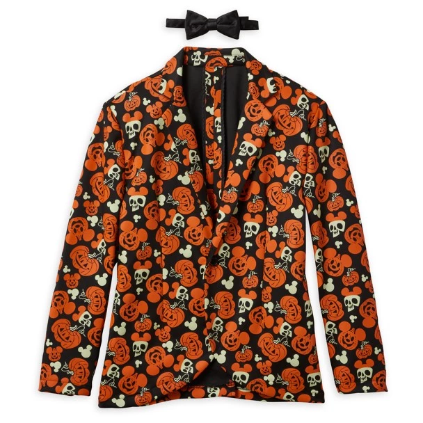 Disney Mickey Mouse Pumpkin Glow-in-the-Dark Half Suit And Light-Up Tie Costume For Adults 2 Disney Mickey Mouse Pumpkin Glow-in-the-Dark Half Suit And Light-Up Tie Costume For Adults